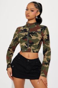 Always On Duty Jacket - Green/combo sold by Fashion Nova