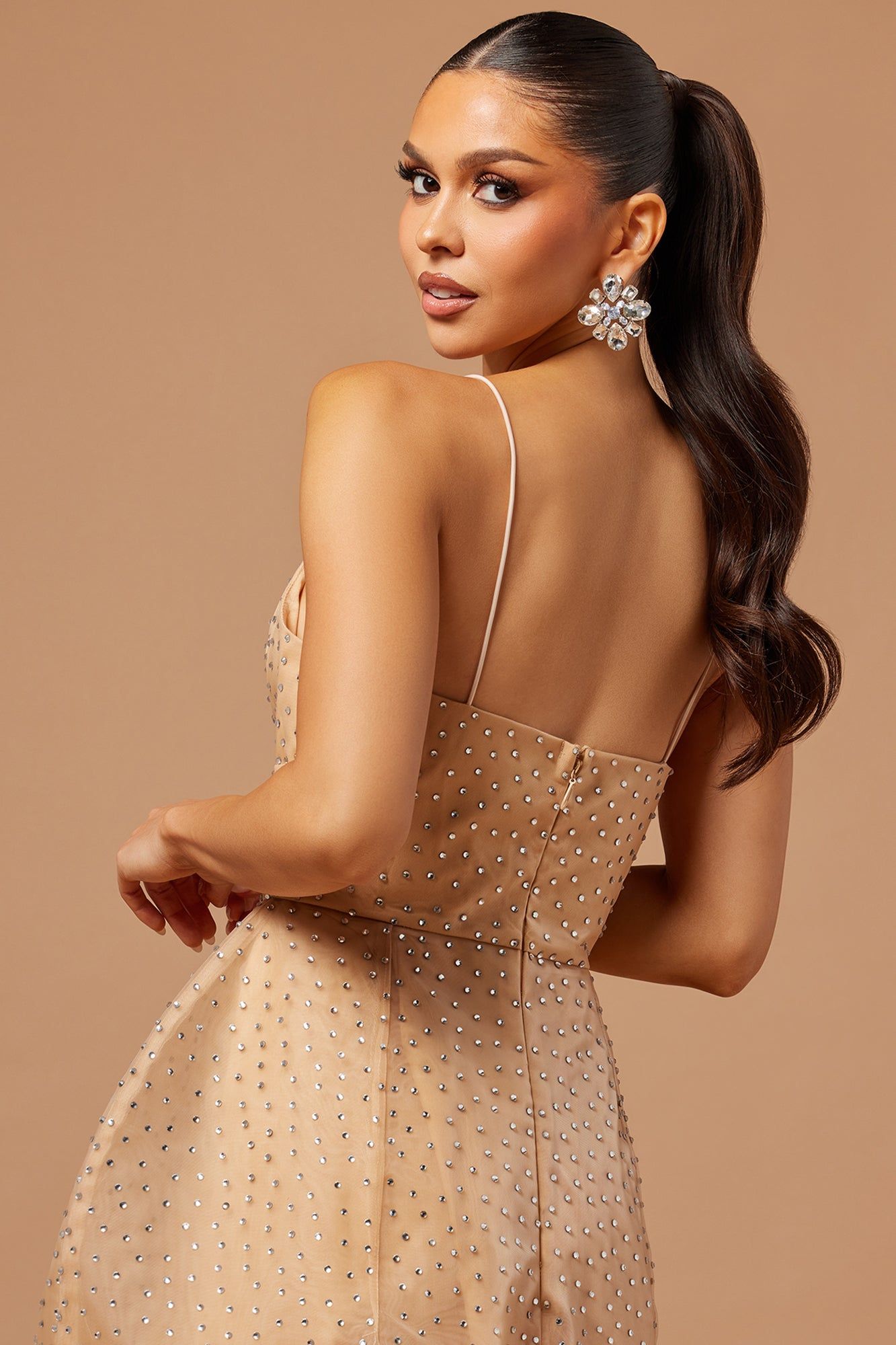 Giselle Embellished Mini Dress - Nude sold by Fashion Nova product image thumbnail 4
