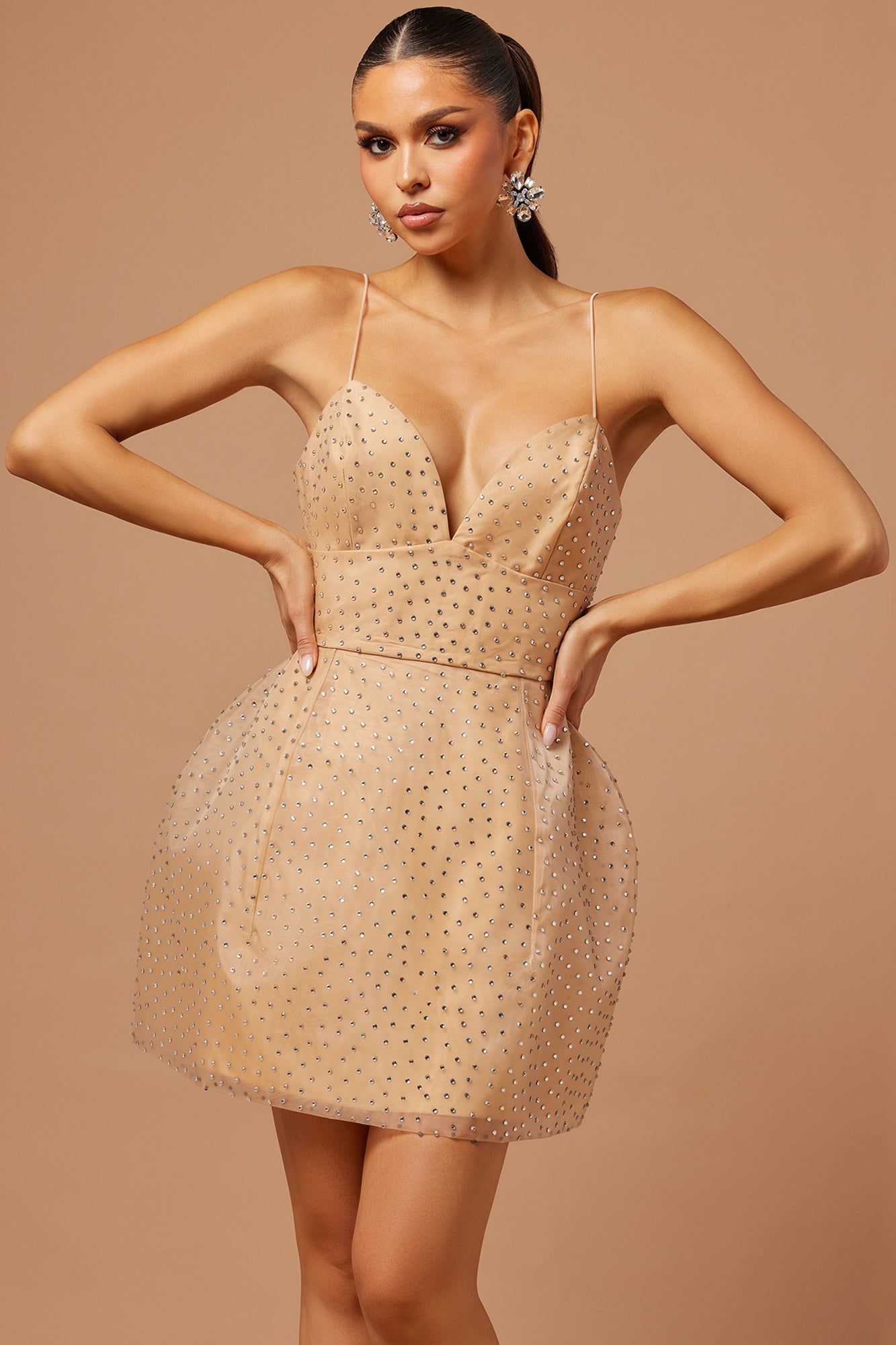 Giselle Embellished Mini Dress - Nude sold by Fashion Nova product image thumbnail 2