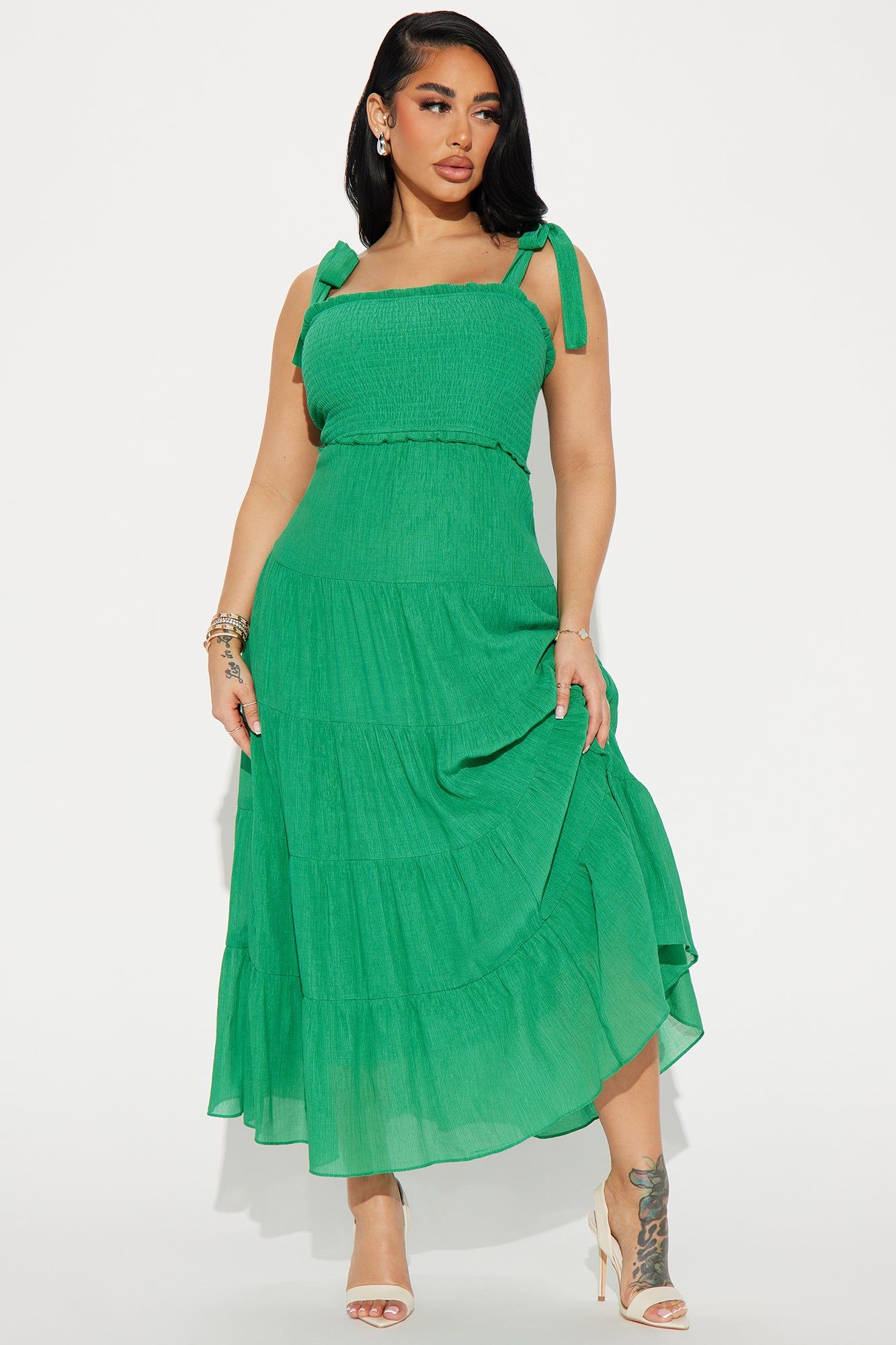 Jordan Smocked Maxi Dress - Kelly Green sold by Fashion Nova