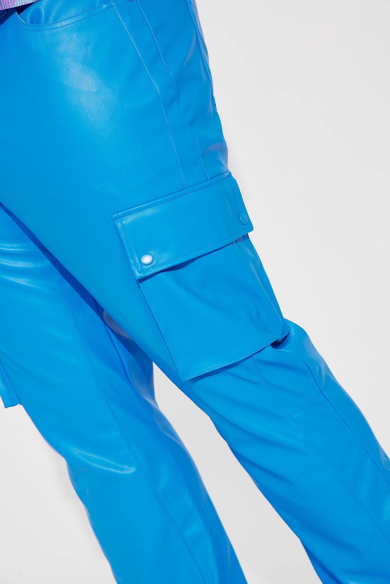 Finest Faux Leather Cargo Flare Pants - Blue sold by Fashion Nova product image thumbnail 8