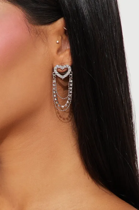 Heart Of Hearts Drop Earrings - Silver sold by Fashion Nova