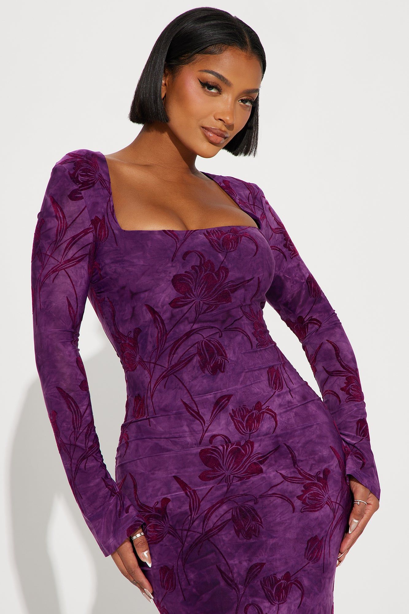 Pandora Velvet Burnout Maxi Dress - Purple sold by Fashion Nova product image thumbnail 2