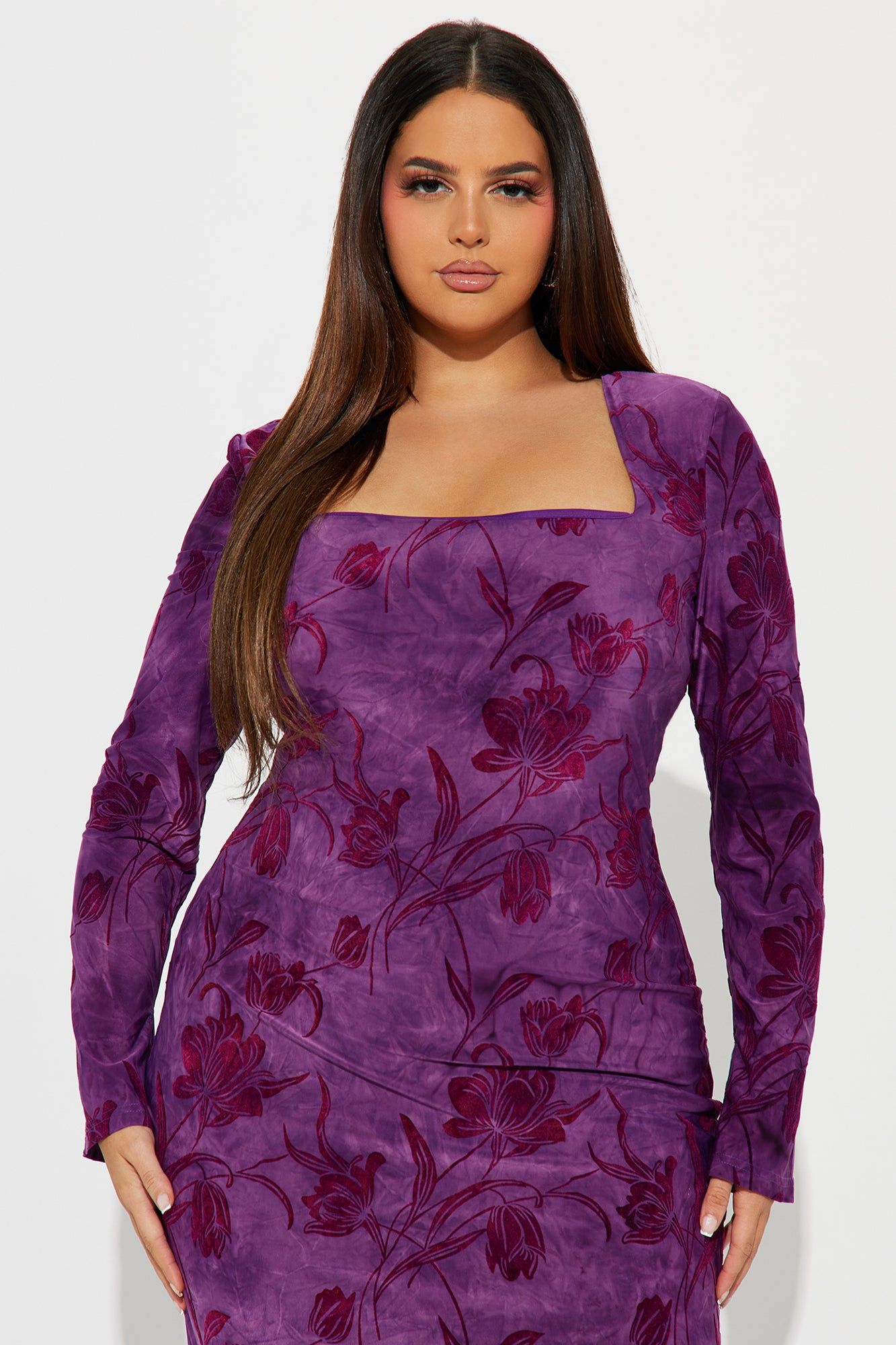 Pandora Velvet Burnout Maxi Dress - Purple sold by Fashion Nova product image thumbnail 5