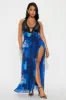 Ashley Mesh Maxi Dress - Blue/Black sold by Fashion Nova