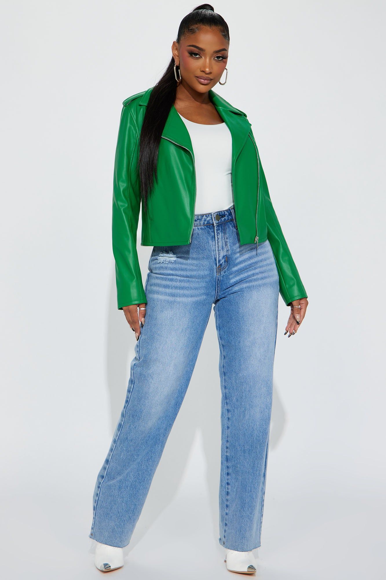 End Of The Road Faux Leather Jacket - Kelly Green sold by Fashion Nova