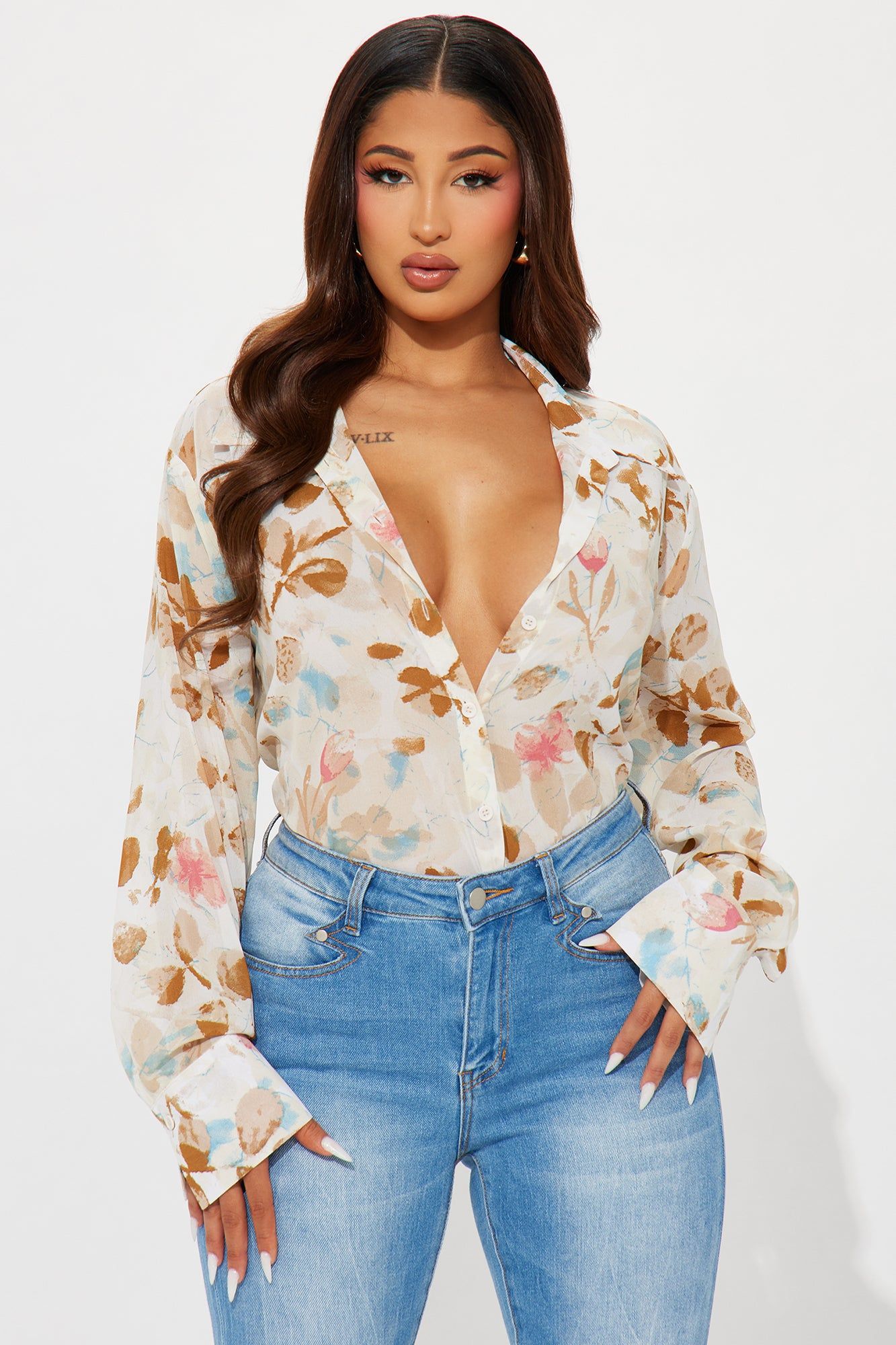 Nature Made Shirt - Cream/combo sold by Fashion Nova