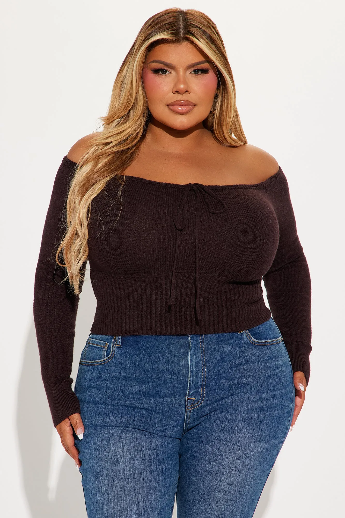 Athena Off Shoulder Sweater - Chocolate sold by Fashion Nova product image thumbnail 4