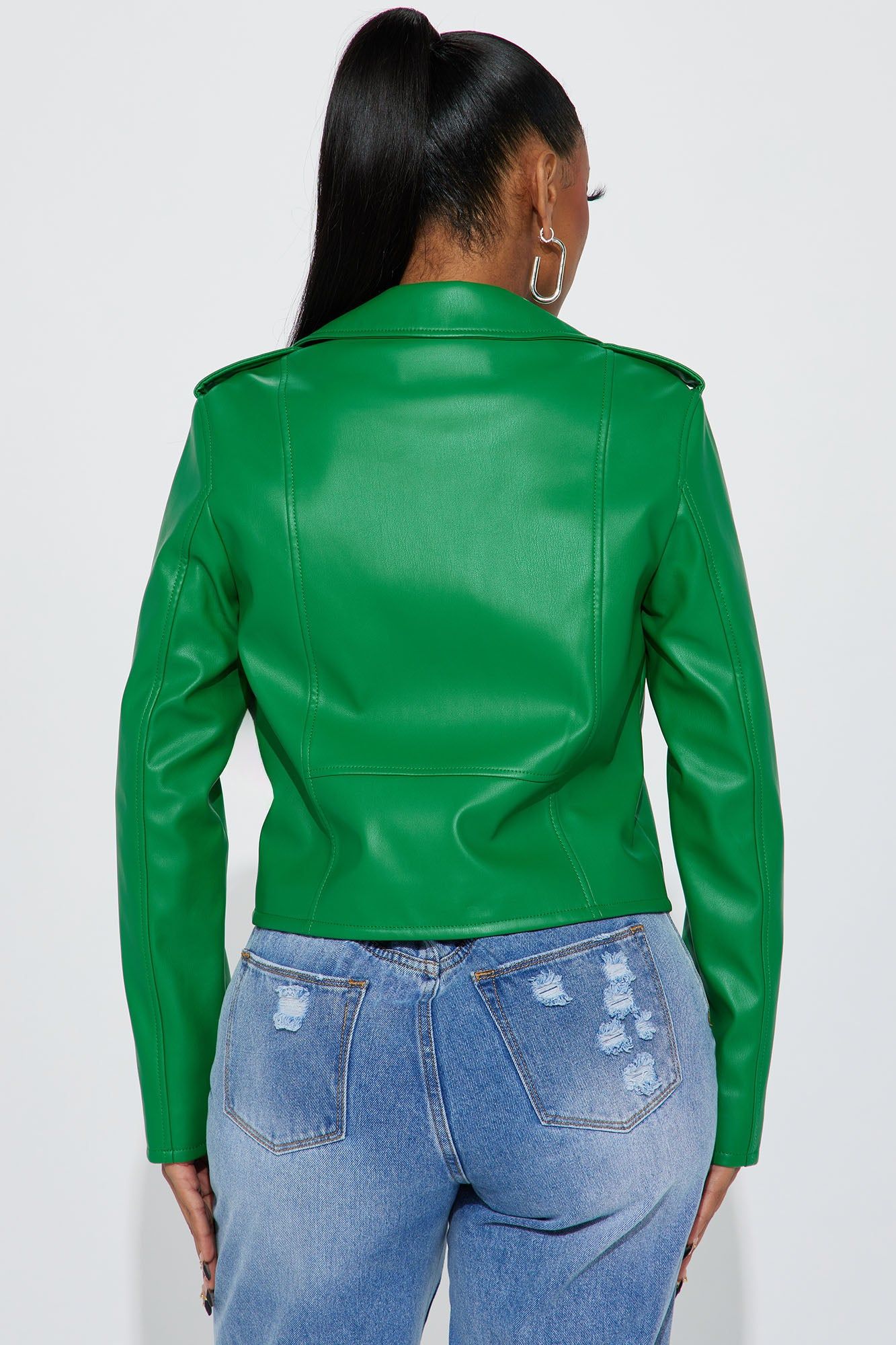 End Of The Road Faux Leather Jacket - Kelly Green sold by Fashion Nova product image thumbnail 3