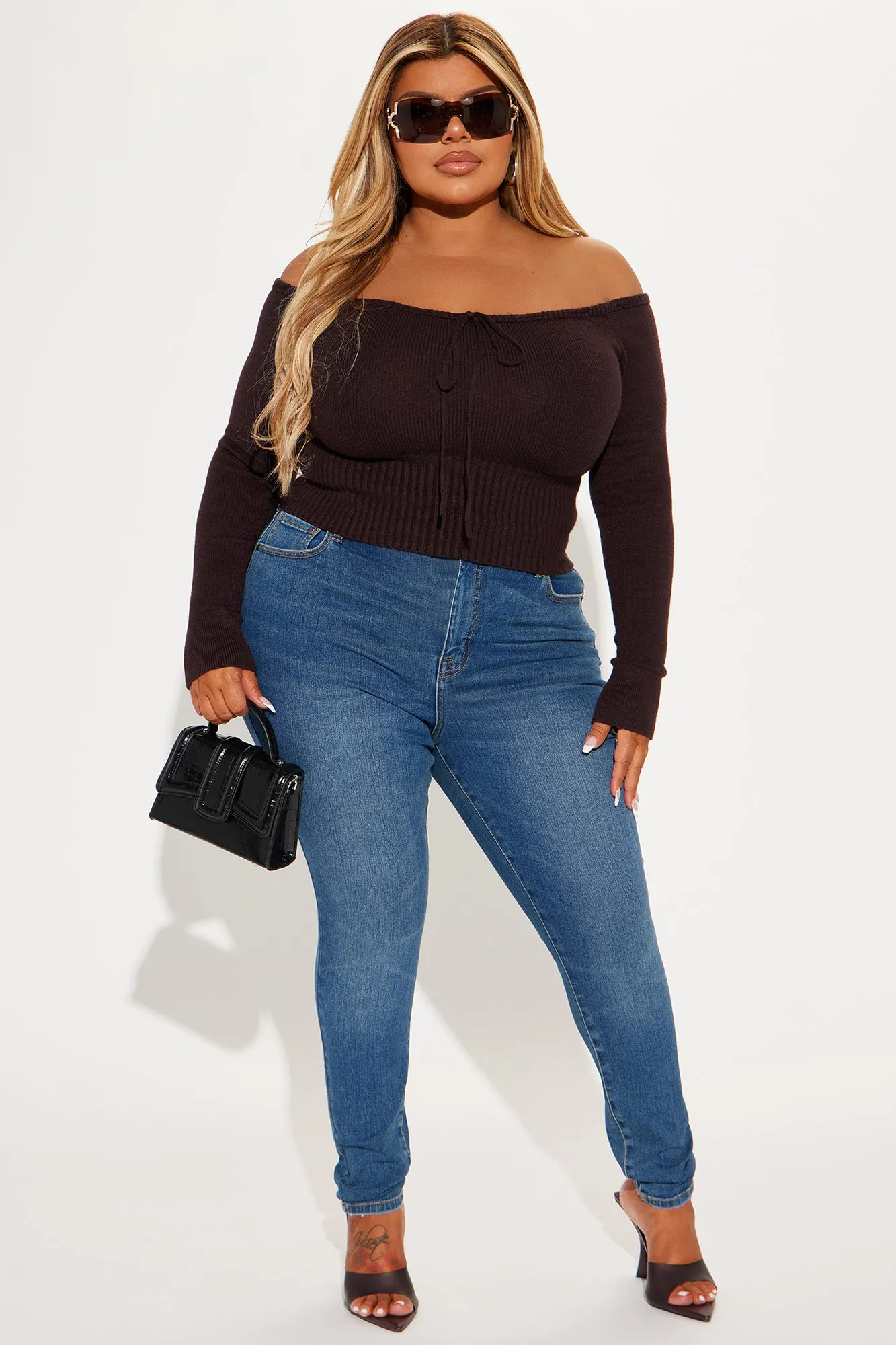 Athena Off Shoulder Sweater - Chocolate sold by Fashion Nova product image thumbnail 5