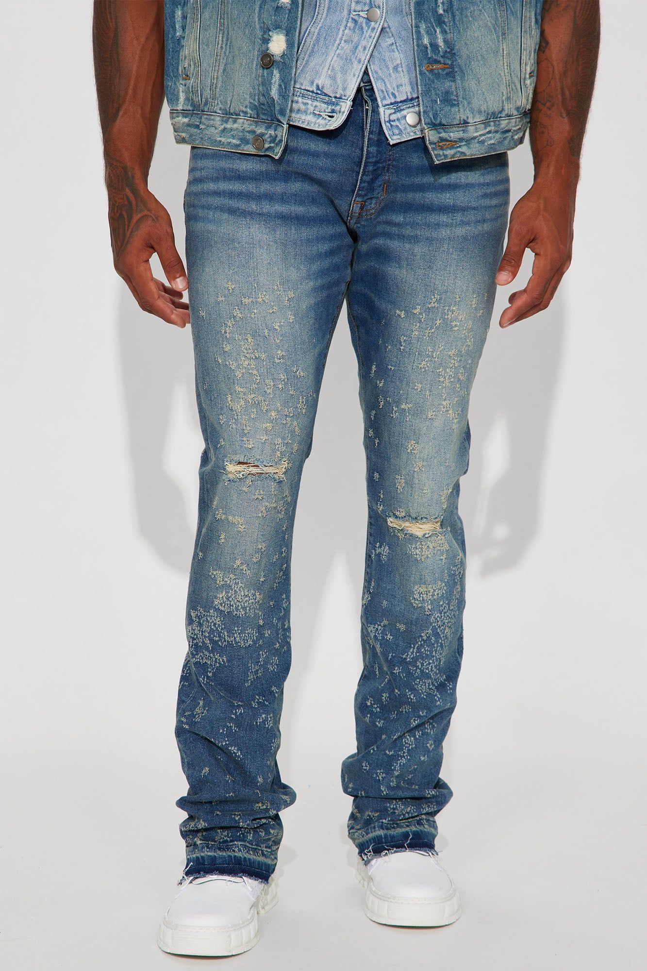 Reaching Goals Stacked Skinny Flare Jeans - Medium Wash sold by Fashion Nova