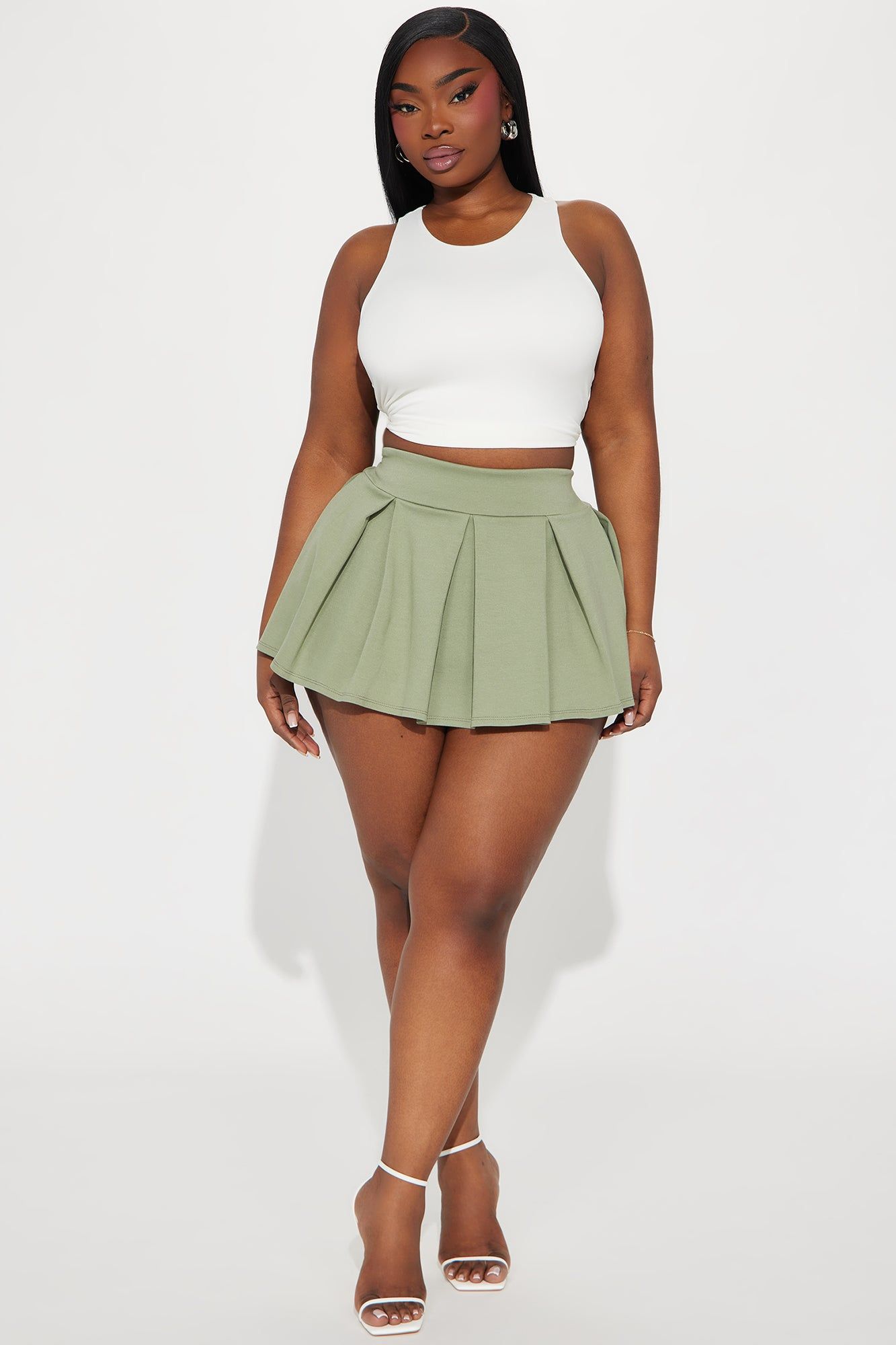 When Good Meets Bad Pleated Micro Mini Skort - Sage sold by Fashion Nova product image thumbnail 4