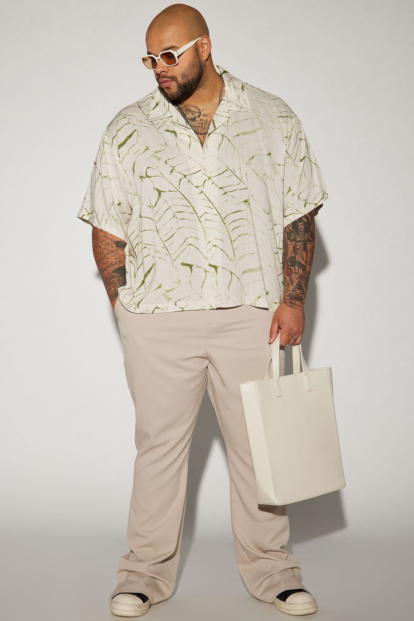 Big Leaf Button Up Shirt - Cream/combo sold by Fashion Nova product image thumbnail 5