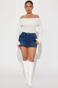 Staying With Trends Off Shoulder Sweater - Off White sold by Fashion Nova