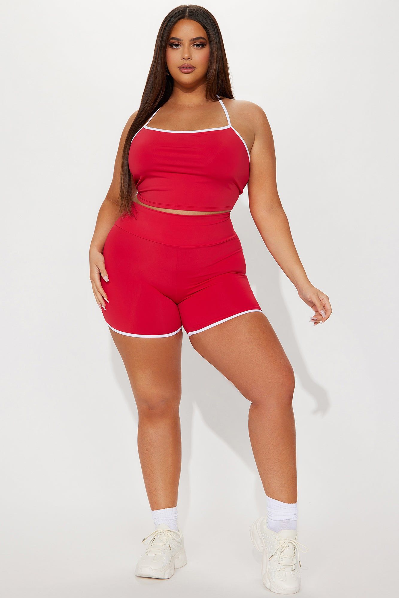 Newest Addition Active Set - Red/White sold by Fashion Nova
