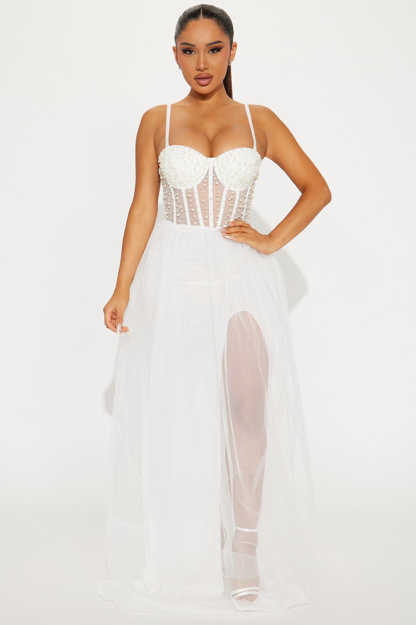 Show Stopper Tulle Gown - White sold by Fashion Nova