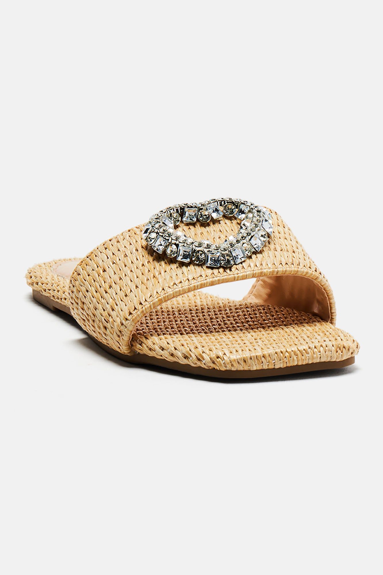 How Pretty Embellished Flat Sandals - Beige sold by Fashion Nova product image thumbnail 5