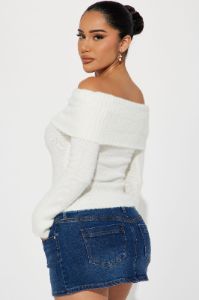 Staying With Trends Off Shoulder Sweater - Off White sold by Fashion Nova