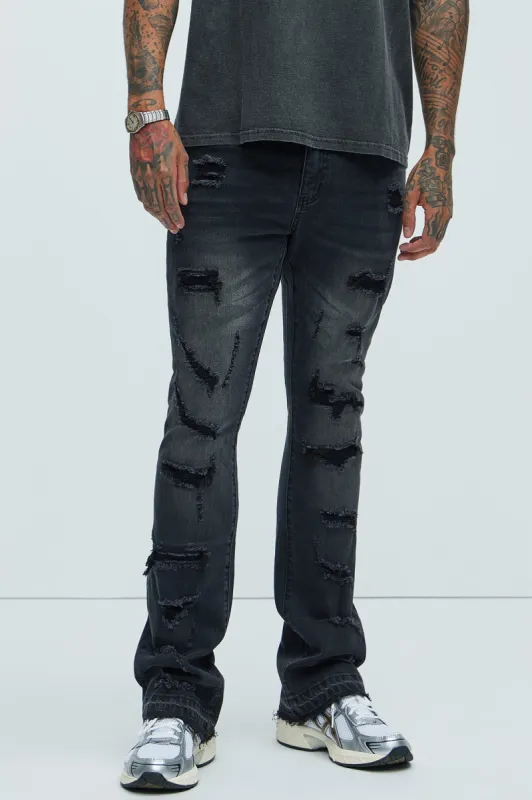 Through It Ripped Skinny Flared Jeans - Black Wash made by Fashion Nova