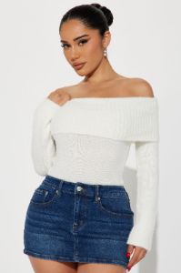 Staying With Trends Off Shoulder Sweater - Off White sold by Fashion Nova