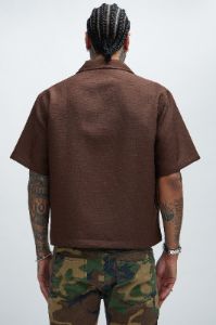 Irving Jacquard Shirt - Brown sold by Fashion Nova