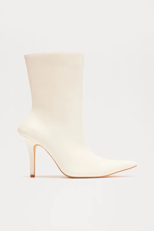 Angelina Heeled Booties - Ivory sold by Fashion Nova