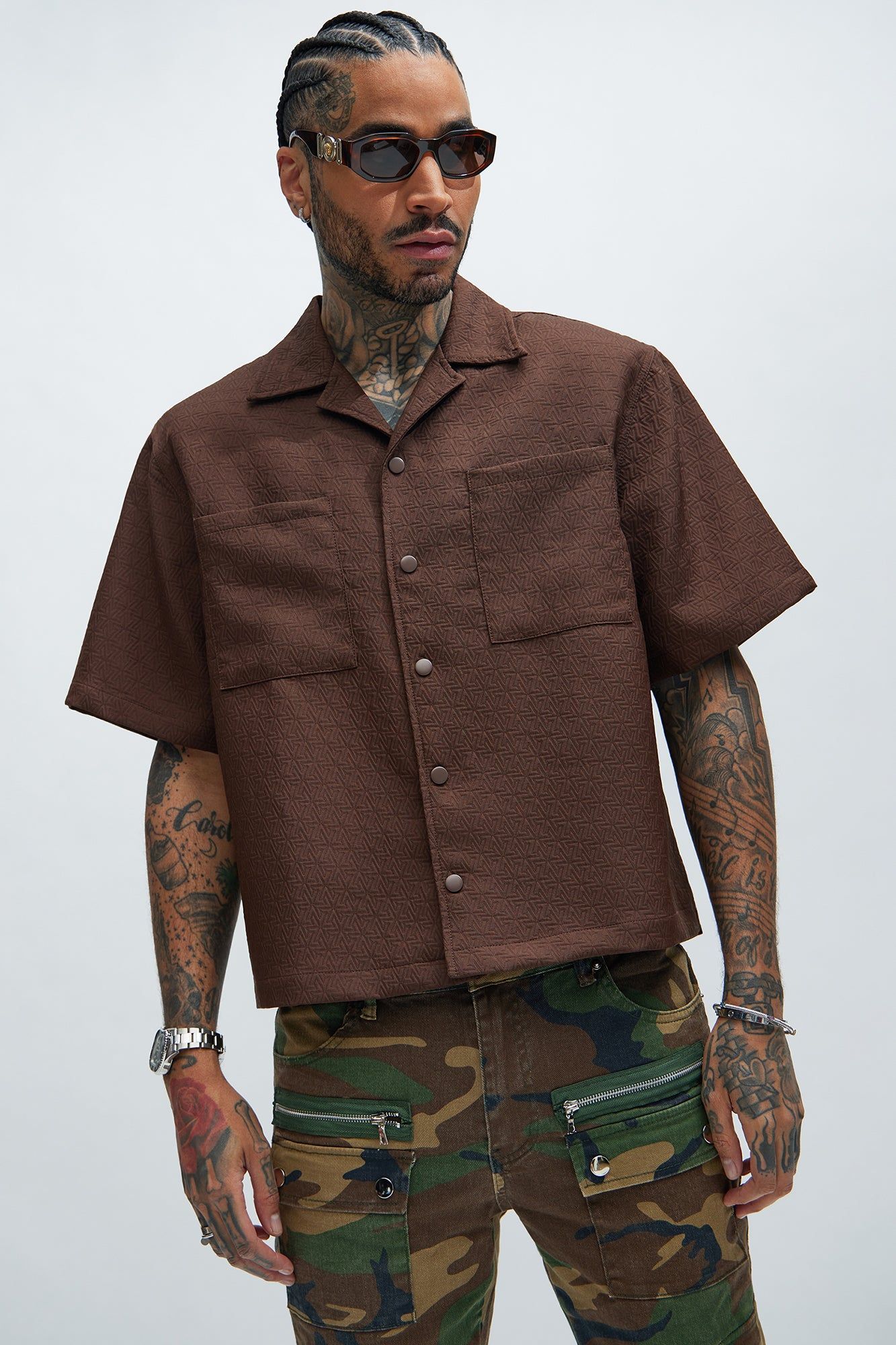 Irving Jacquard Shirt - Brown sold by Fashion Nova