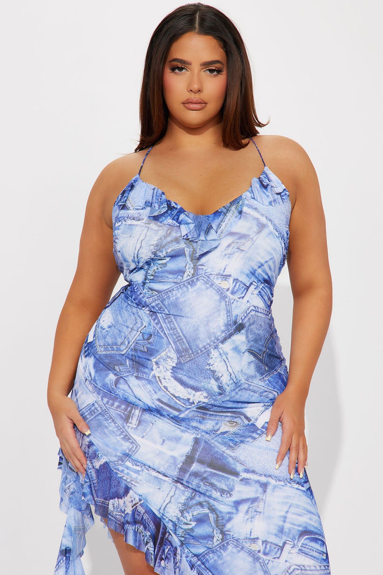 Lorelei Jean Mesh Maxi Dress - Denim sold by Fashion Nova product image thumbnail 5