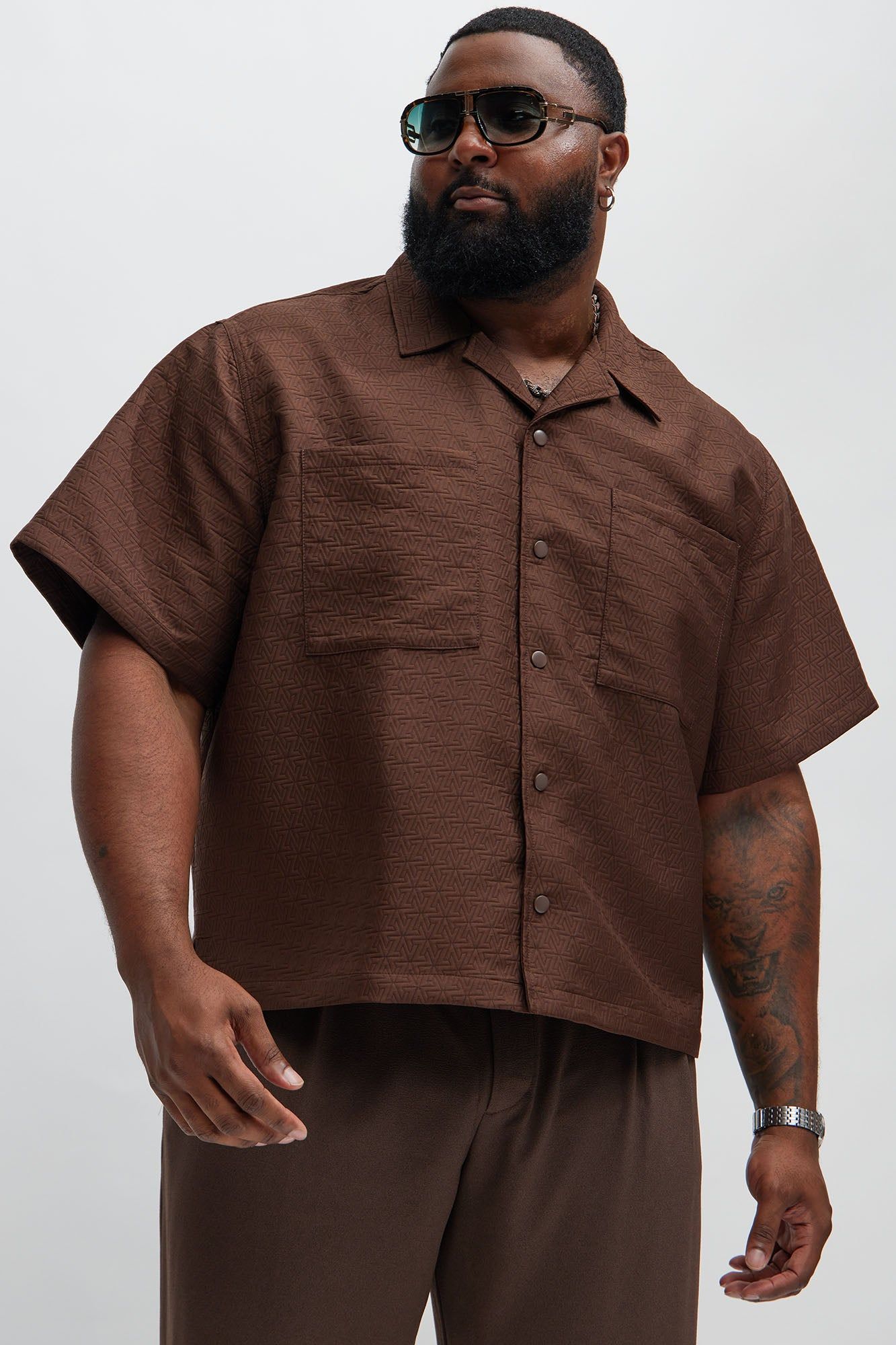 Irving Jacquard Shirt - Brown sold by Fashion Nova product image thumbnail 5