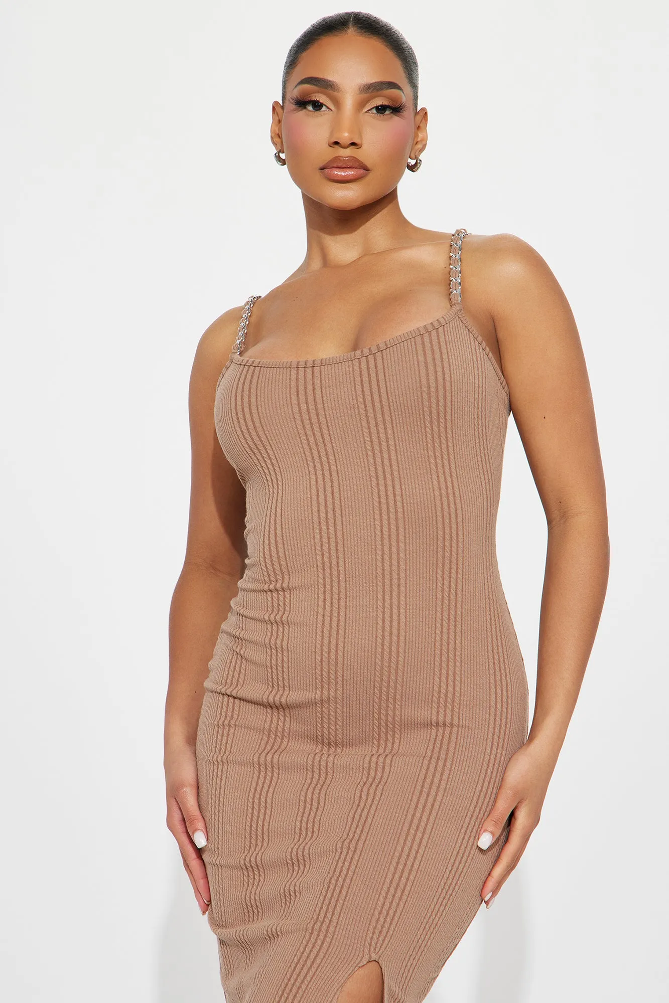 Adeline Textured Midi Dress - Taupe sold by Fashion Nova product image thumbnail 2