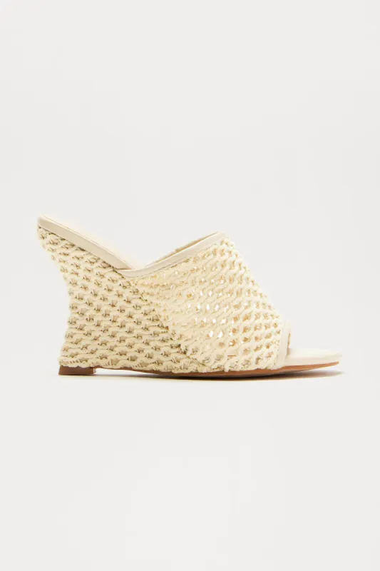 Rayanna Crochet Wedges - Cream sold by Fashion Nova
