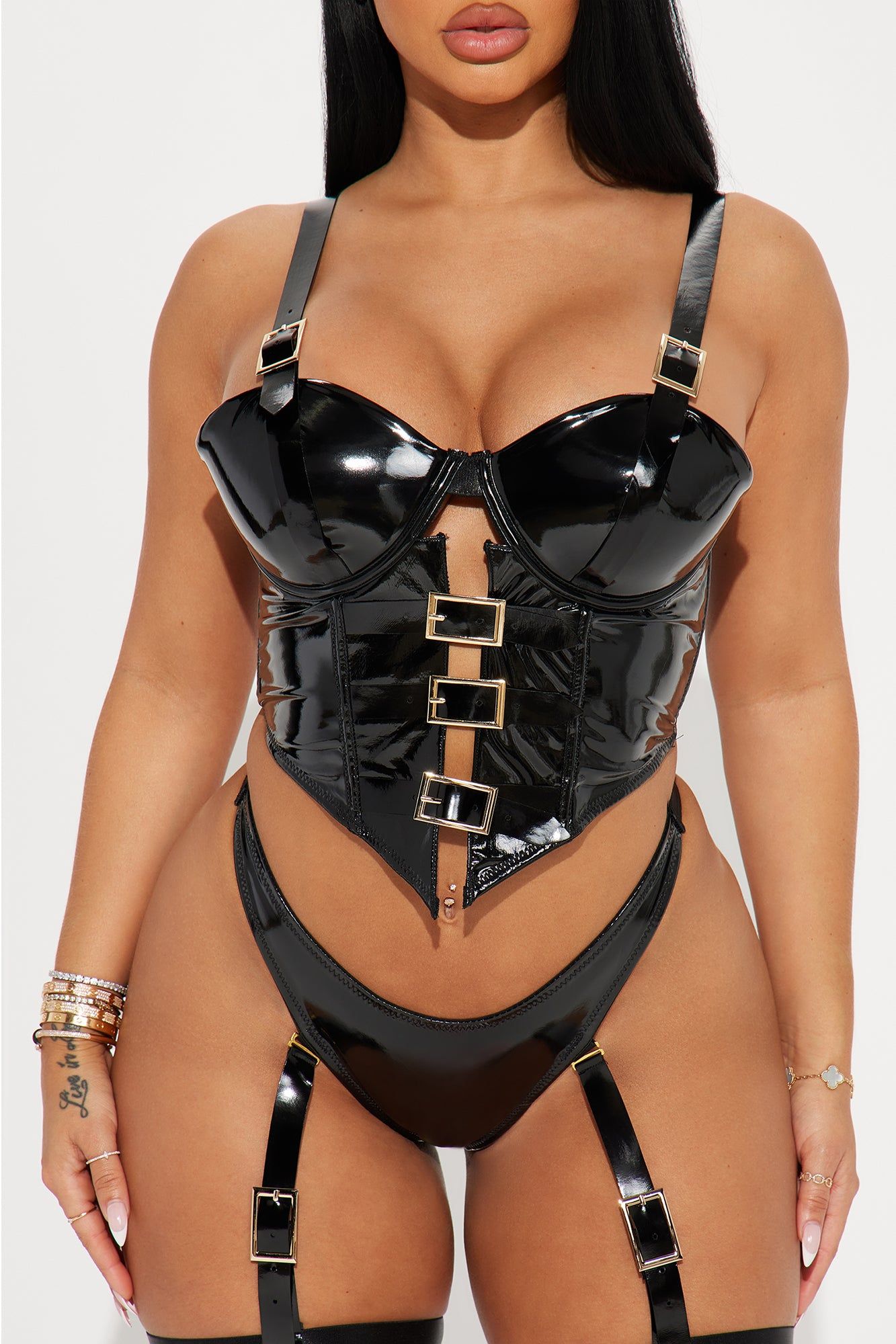 Your Favorite Night Liquid Vinyl 2 Piece Set - Black sold by Fashion Nova product image thumbnail 2