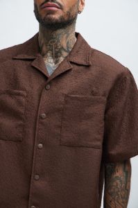 Irving Jacquard Shirt - Brown sold by Fashion Nova