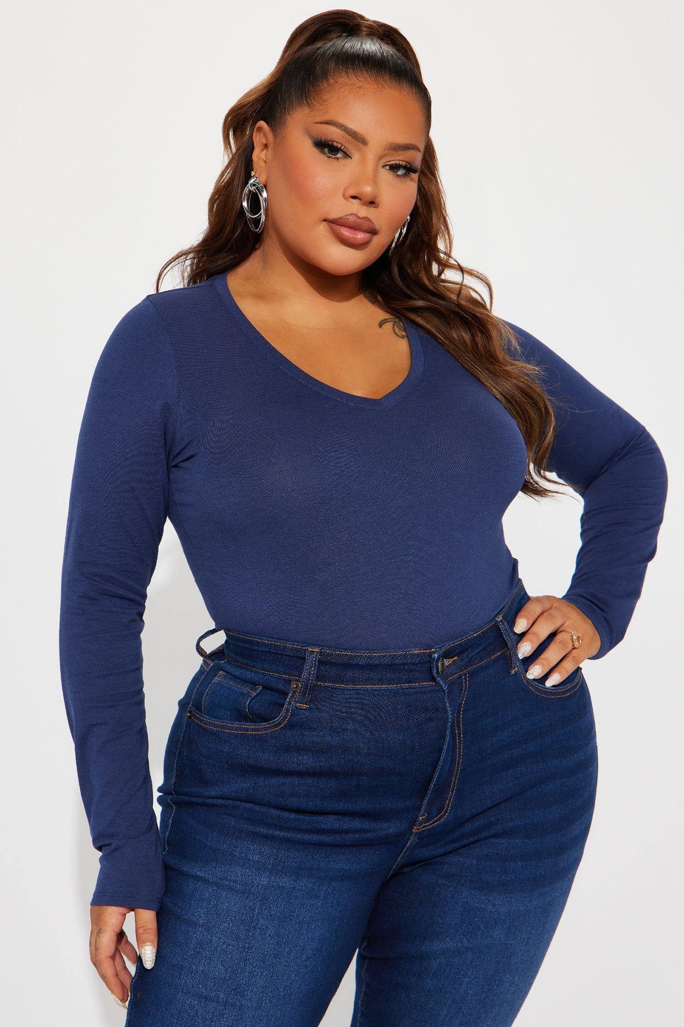 Your Everyday Long Sleeve Tee - Navy sold by Fashion Nova product image thumbnail 4