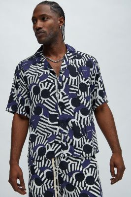 Abstract Zebra Shirt - Black/combo sold by Fashion Nova