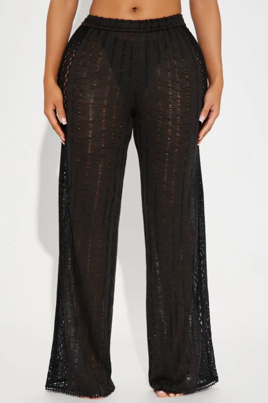 Aegean Sea Crochet Cover Up Pants - Black sold by Fashion Nova
