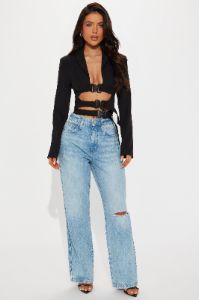 Buckle Up Babe Blazer - Black sold by Fashion Nova