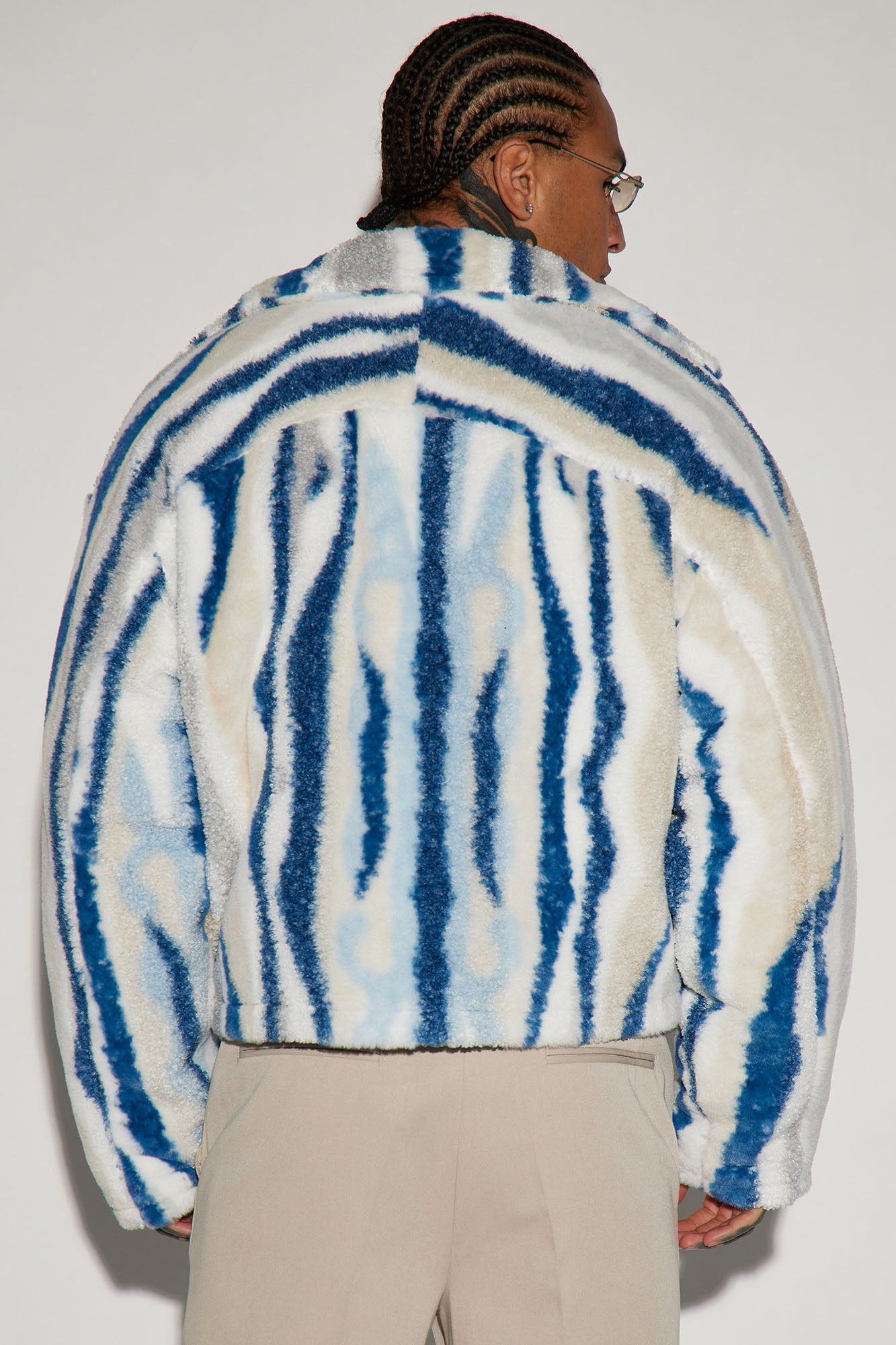 Fuzzy Feeling Cropped Jacket - Blue/combo sold by Fashion Nova product image thumbnail 4