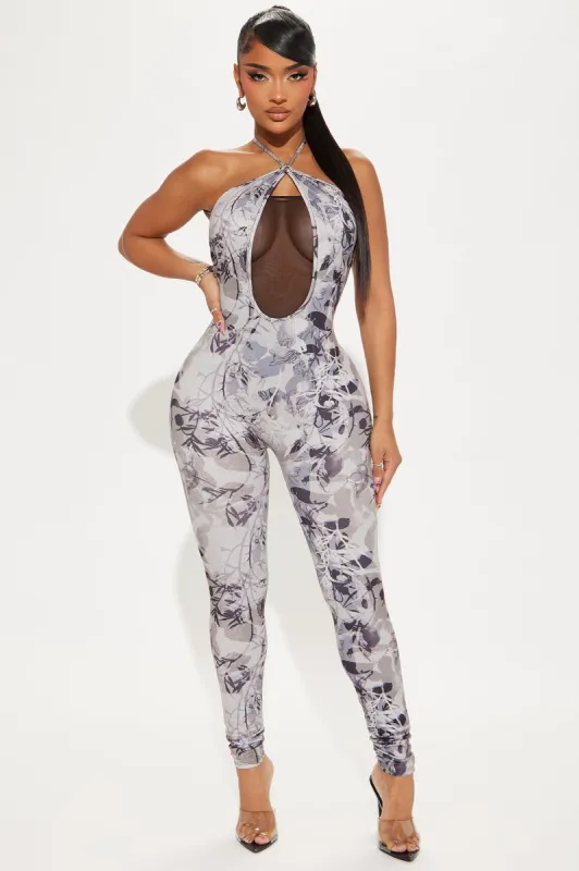 Dark and Dreamy Jumpsuit - Grey sold by Fashion Nova