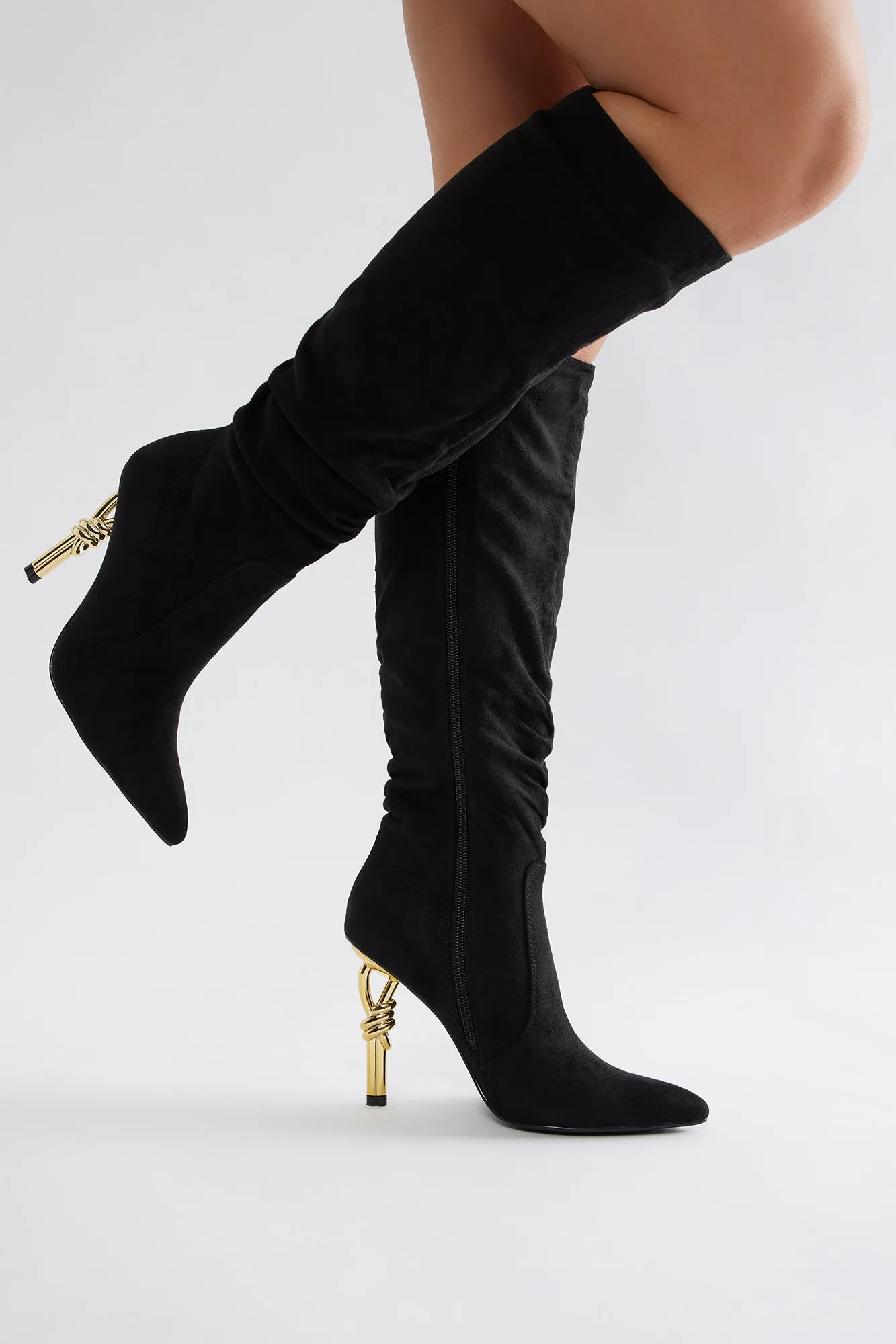 Knot My Problem Knee High Boots - Black sold by Fashion Nova