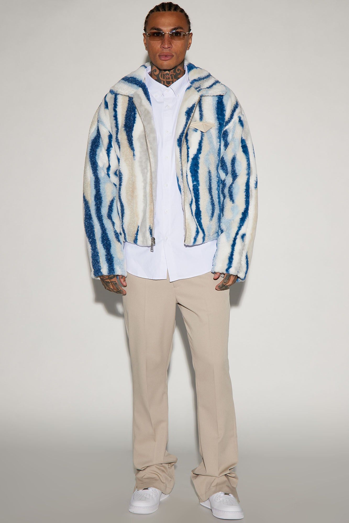 Fuzzy Feeling Cropped Jacket - Blue/combo sold by Fashion Nova product image thumbnail 2