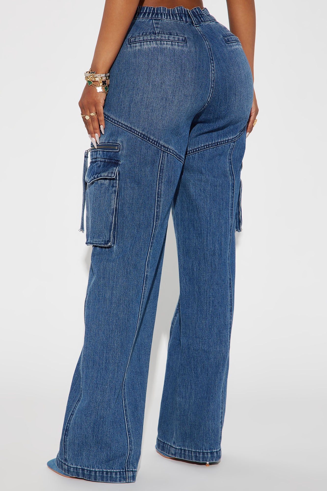 Devil In Disguise Cargo Straight Leg Jeans - Medium Wash sold by Fashion Nova product image thumbnail 3