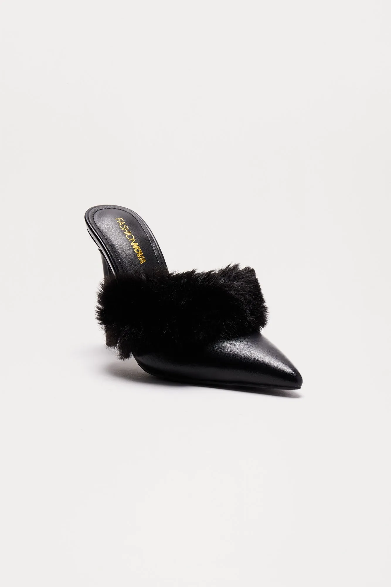 Stella Fur Trim Pumps - Black sold by Fashion Nova