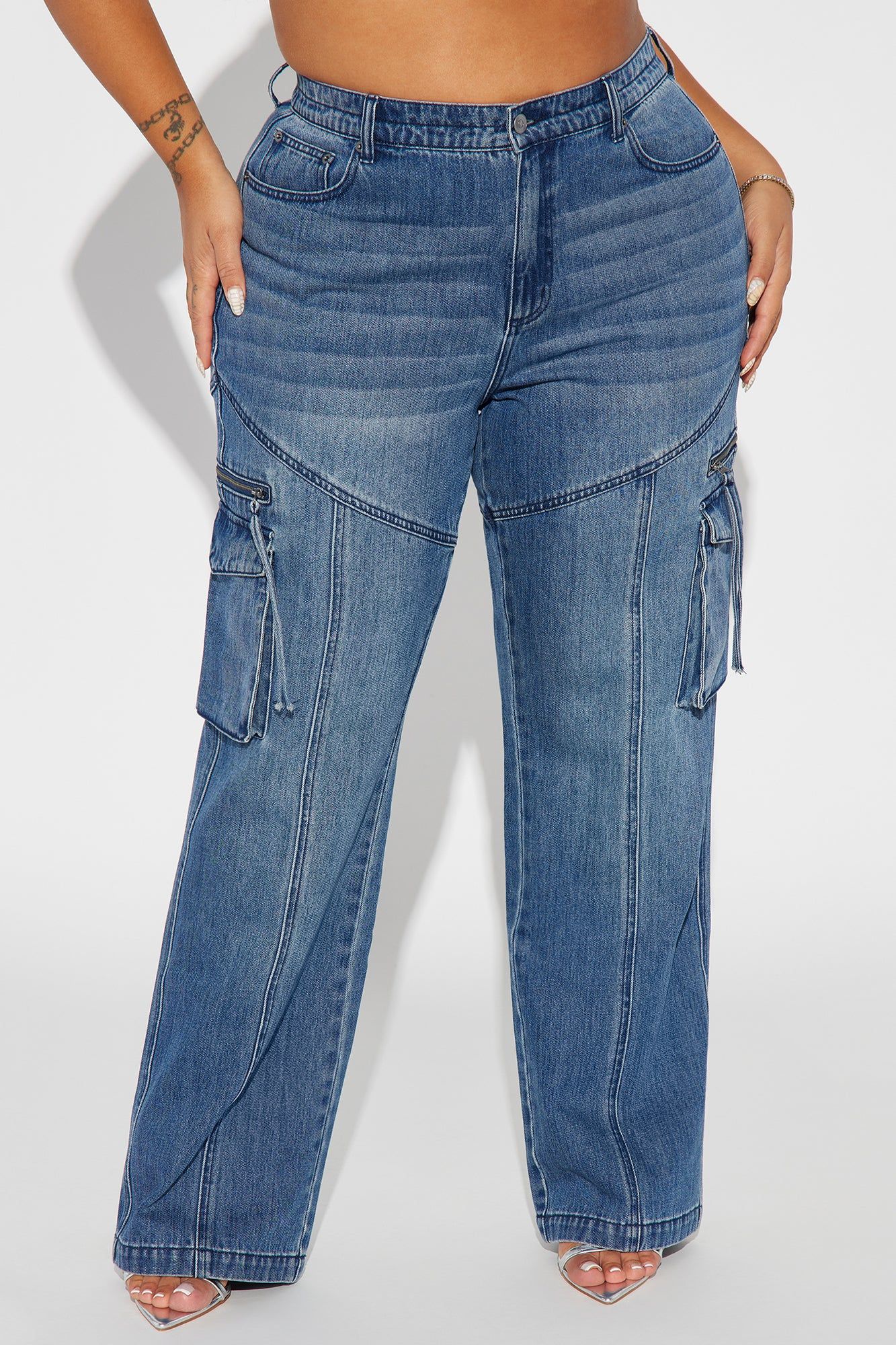 Devil In Disguise Cargo Straight Leg Jeans - Medium Wash sold by Fashion Nova product image thumbnail 5