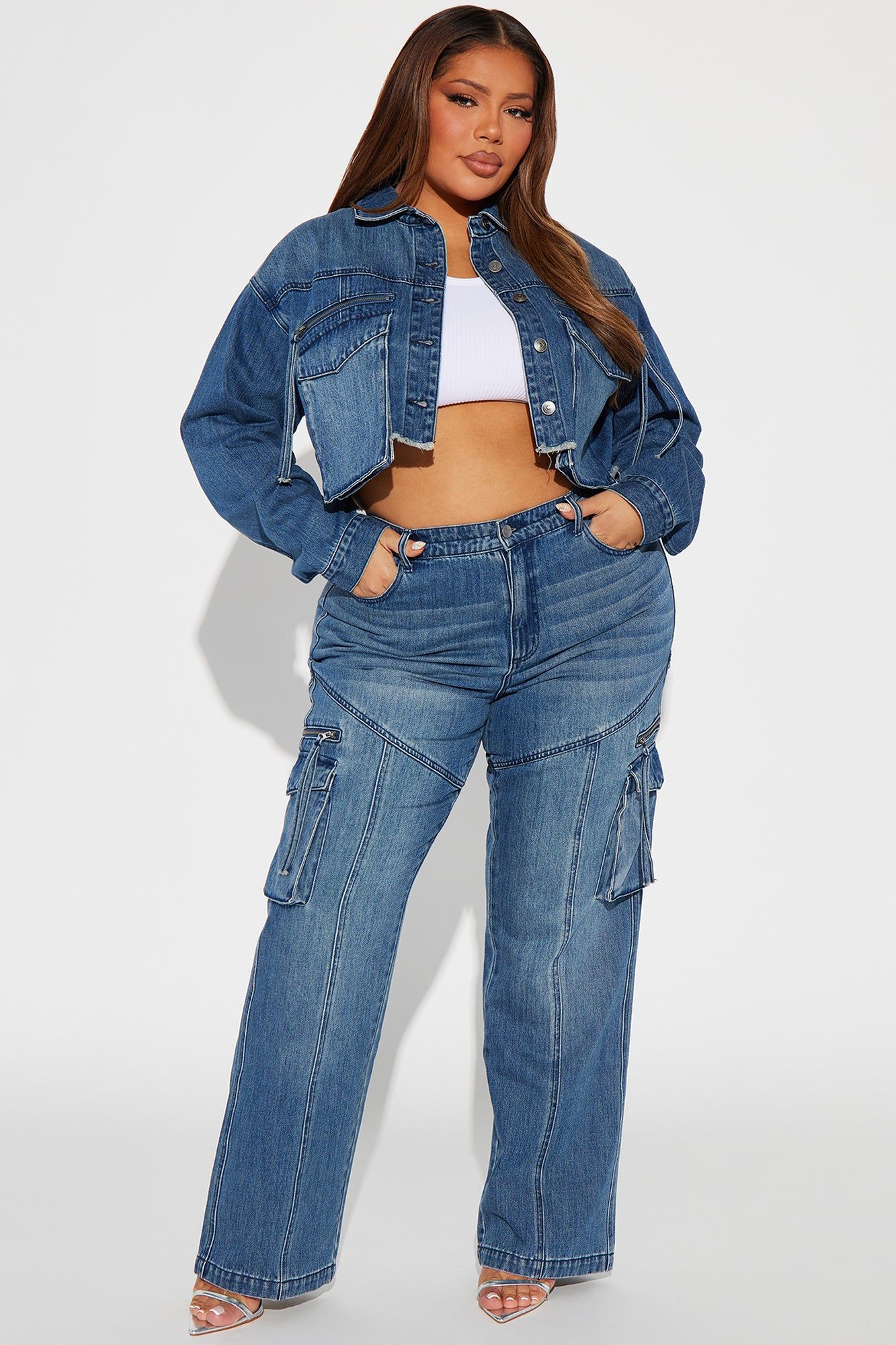 Devil In Disguise Cargo Straight Leg Jeans - Medium Wash sold by Fashion Nova product image thumbnail 4