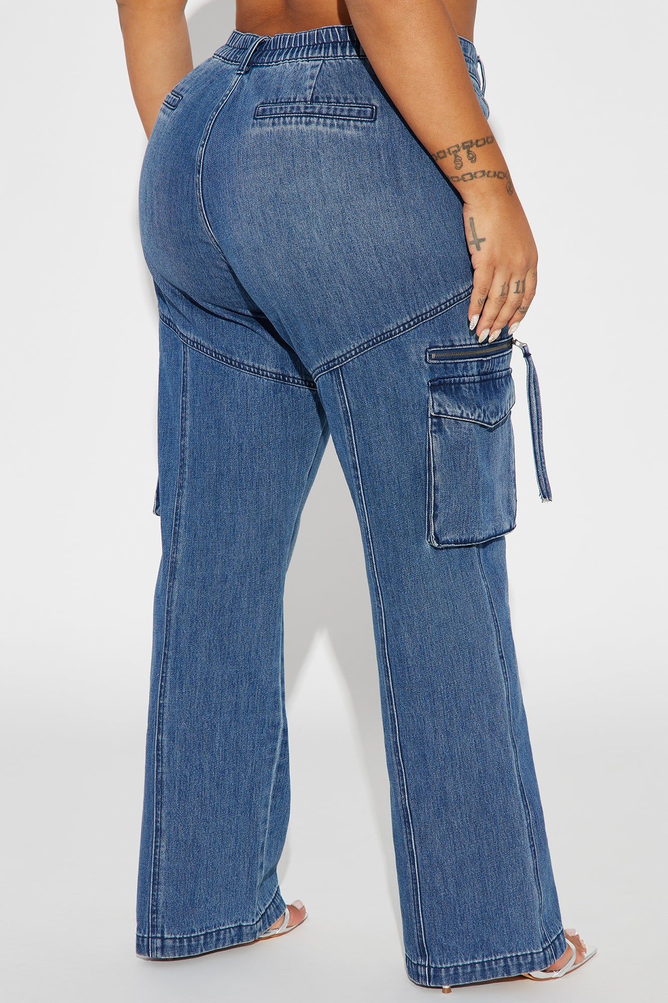 Devil In Disguise Cargo Straight Leg Jeans - Medium Wash sold by Fashion Nova product image thumbnail 6