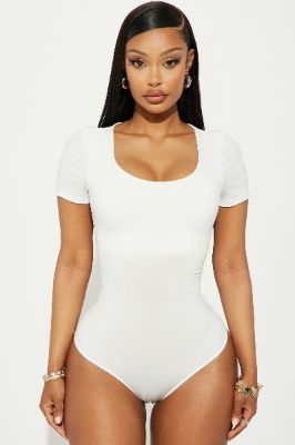 Tabitha Short Sleeve Bodysuit - Off White sold by Fashion Nova