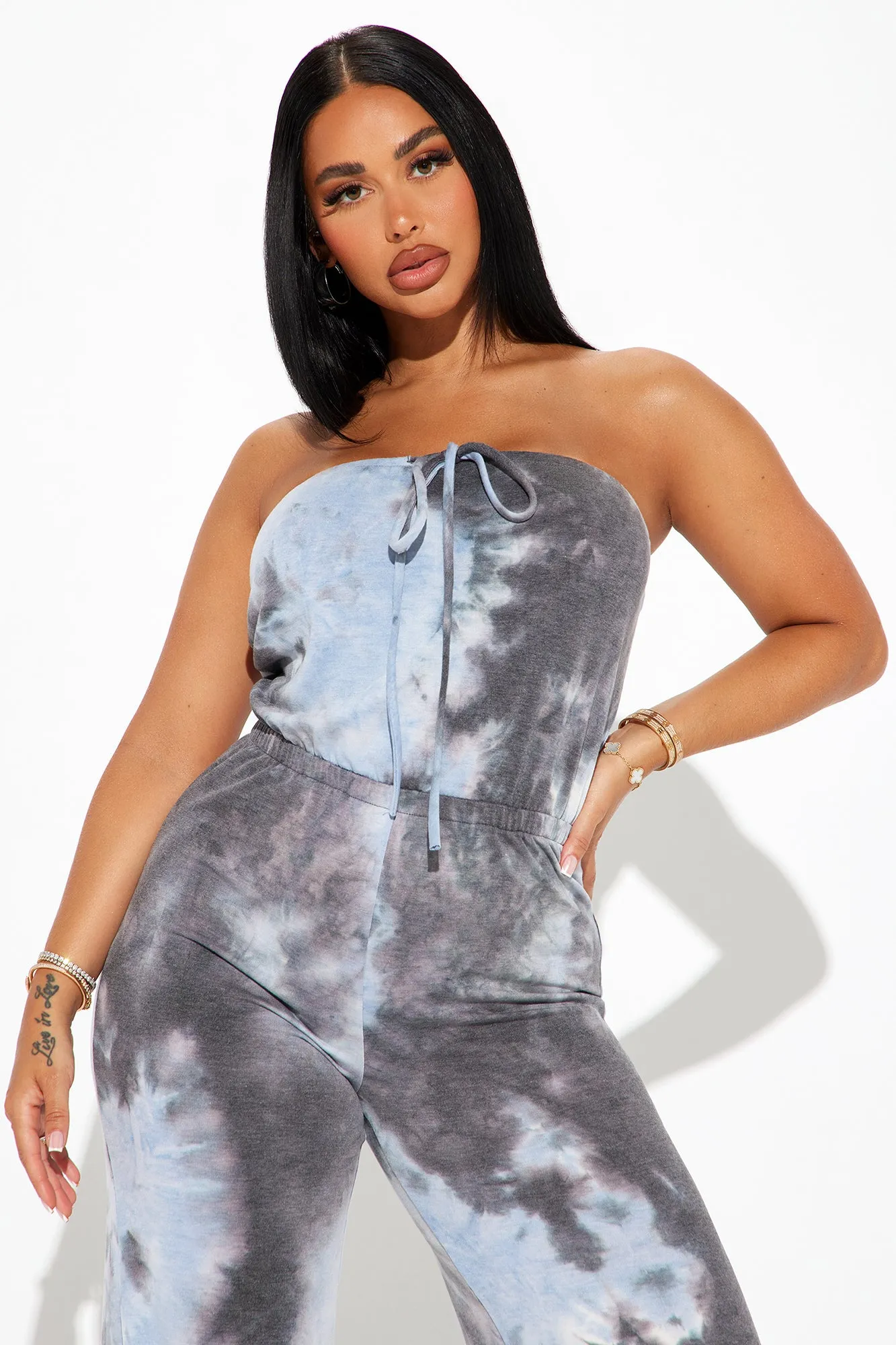 Where You Are Tie Dye Jumpsuit - Charcoal/combo sold by Fashion Nova product image thumbnail 2