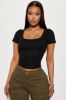 Delilah Ribbed Basic Tee - Black sold by Fashion Nova