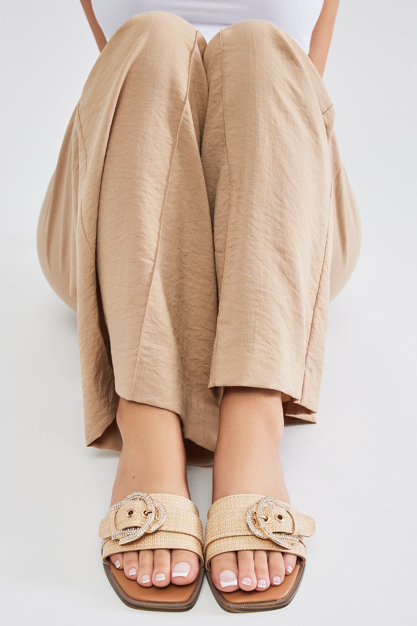 See Nothing Better Flat Sandals - Tan sold by Fashion Nova